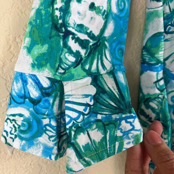 Banana Boat UPF 50+ polo dress 3/4 sleeves blue aqua color seashells size Small - Picture 6 of 10